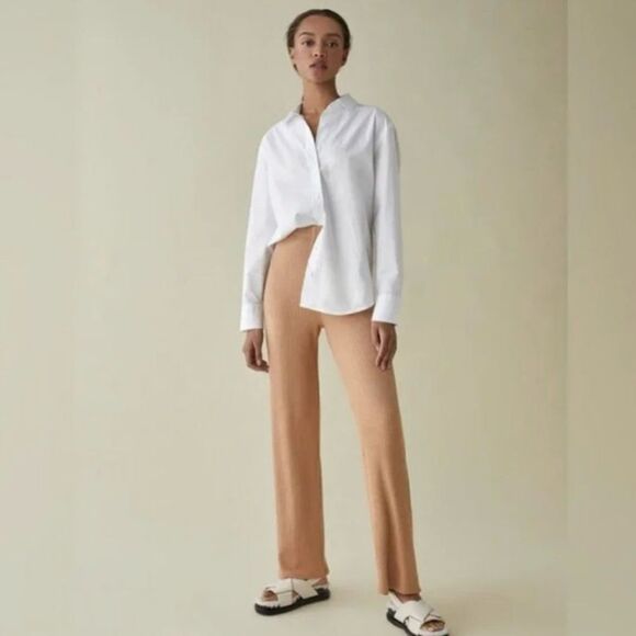 REFORMATION JEANS Whitney Knit Lounge High Rise Pants in Pink Taupe Size Small - Picture 7 of 7